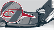 Rear of vehicle: Opening the locking hooks